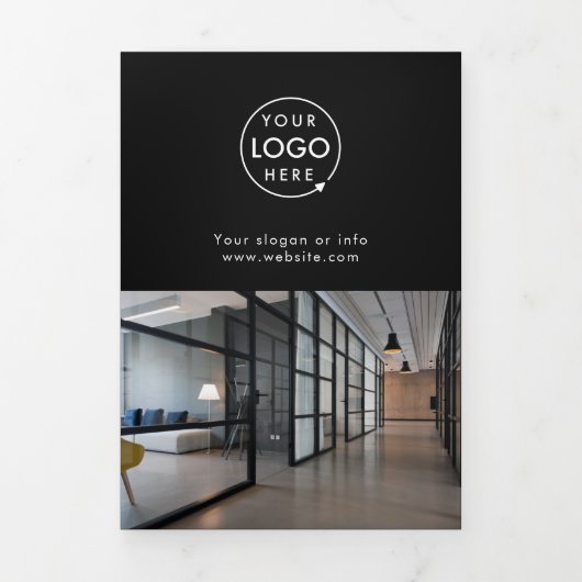 Zakelijk Professioneel Logo Zwart Drievouw Brochur Drieluik Kaart (Cover)