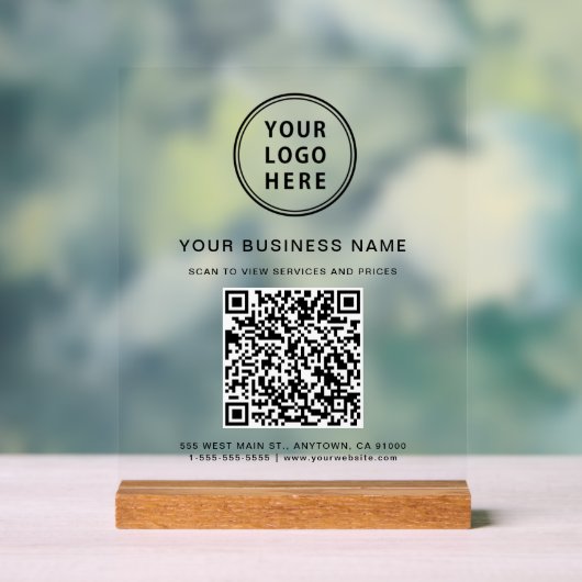 Zakelijk QR-code logo helder Acryl Bord (Neutraal)