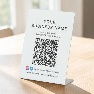 Zakelijk QR-code scannen om verbinding te maken Reclamebord Met Voetstuk