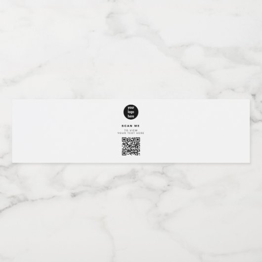 Zakelijk QR-codebedrijfslogo Modern Minimalistisch Waterfles Etiket (Enkel label)
