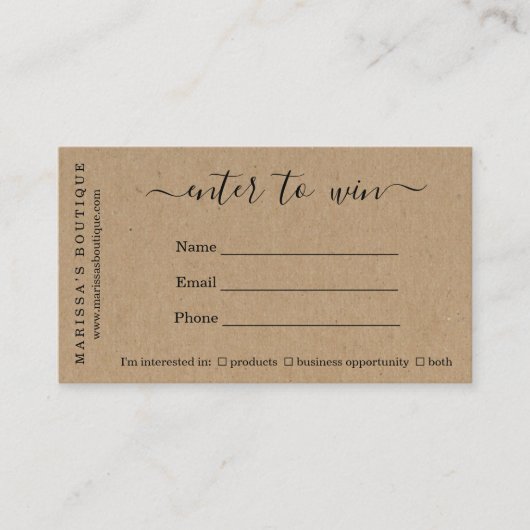Zakelijk Raffle Ticket op Kraft Paper (Voorkant)