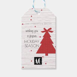 Zakelijk Rood Gelukkig Holiday Seizoen Kerstmis Cadeaulabel