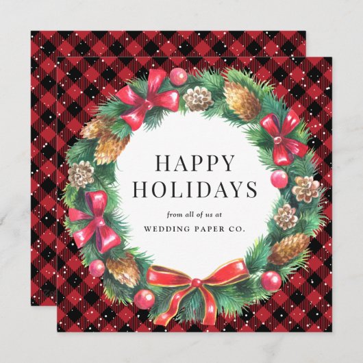 Zakelijk Rood Speld Sneeuwkerstgeschut Feestdagenkaart (Voorkant / Achterkant)