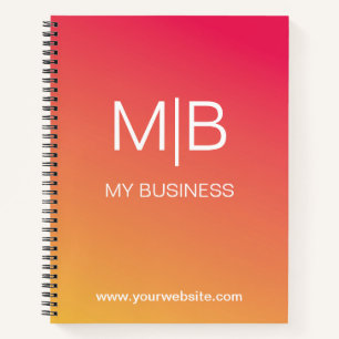Zakelijk roze oranje verloop monogram notitieboek
