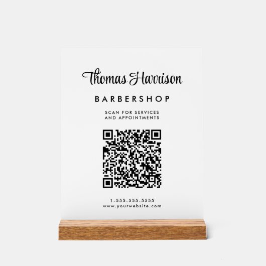 Zakelijk script QR-code wit Acryl Bord (Voorkant)