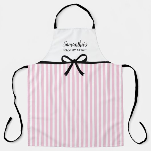 Zakelijk Snoep Roze Stripes Bakery Kitchen Salon Schort (Voorkant)