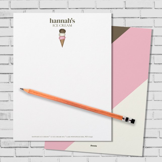 Zakelijk Stationery Ice Cream Custom Briefhoofd (Hannah's Ice Cream custom stationery template. )