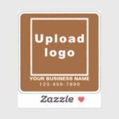 Zakelijk telefoonnummer op Brown Square Vinyl Sticker (Vel)