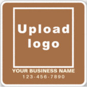 Zakelijk telefoonnummer op Brown Square Vinyl Sticker (Voorkant)