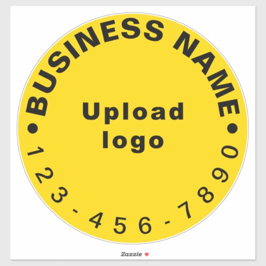 Zakelijk telefoonnummer op geel groot rond vinyl sticker (Vel)