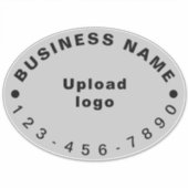 Zakelijk telefoonnummer op grijs groot ovaal vinyl sticker (Voorkant)