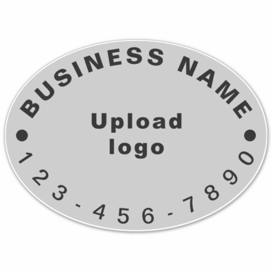 Zakelijk telefoonnummer op grijs groot ovaal vinyl sticker (Voorkant)