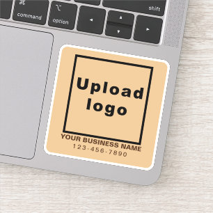 Zakelijk telefoonnummer op lichtbruin vierkant vin sticker