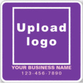 Zakelijk telefoonnummer op Paarse Square Vinyl Sticker (Voorkant)