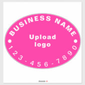 Zakelijk telefoonnummer op roze groot ovaal vinyl sticker (Vel)