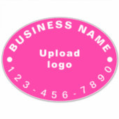 Zakelijk telefoonnummer op roze groot ovaal vinyl sticker (Voorkant)