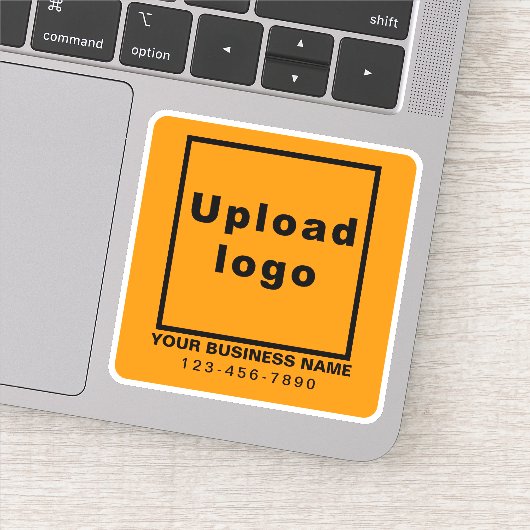 Zakelijk telefoonnummer op Sinaasappel Square Viny Sticker (Detail)