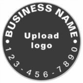 Zakelijk telefoonnummer op zwart groot rond vinyl sticker (Voorkant)