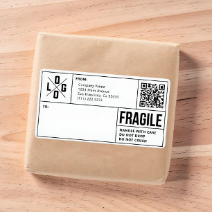 Zakelijk Verzendlogo QR-code Fragiel Waarschuwing Etiket