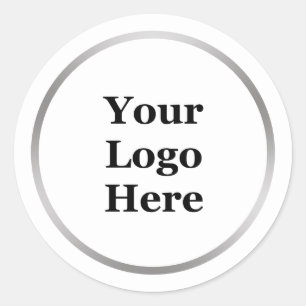 Zakelijk wit en zilver grens uw Logo hier Ronde Sticker