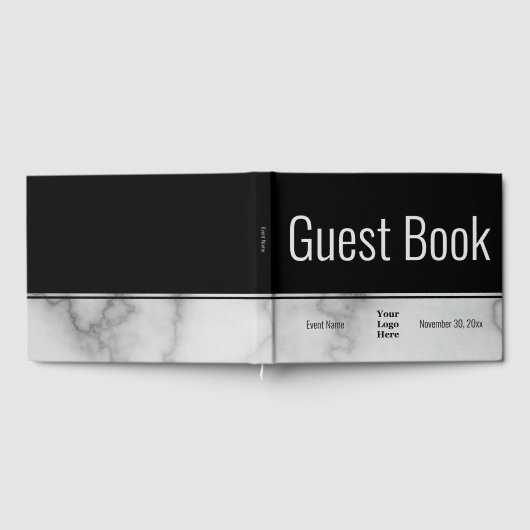 Zakelijk zwart en faux marmer uw Logo hier Gastenboek (Volledig)