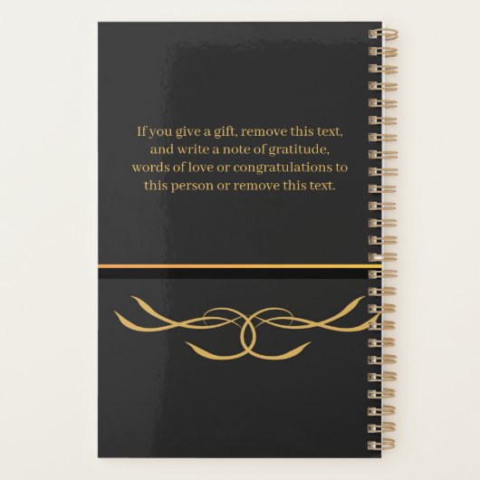 Zakelijk Zwart en Goud Bedrijf Logo Monogram Planner (Achterkant)