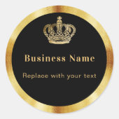 Zakelijk zwart goud koninklijke kroon ronde sticker (Voorkant)