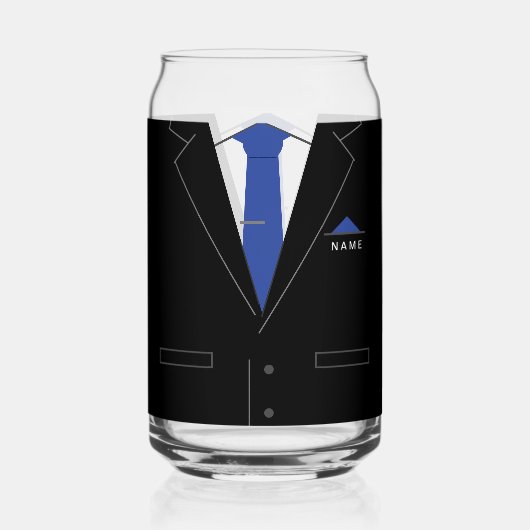 Zakelijk Zwart Kostuum en Stropdas Aangepaste Naam Blikvorm Glas (Voorkant)