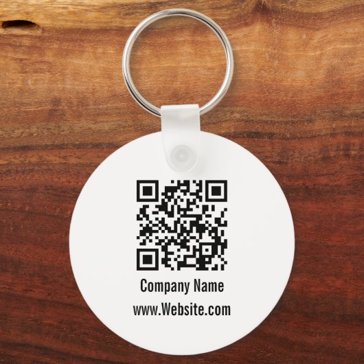 Zakelijk Zwart Wit Bedrijfsnaam Website QR Code Sleutelhanger (Achterkant)