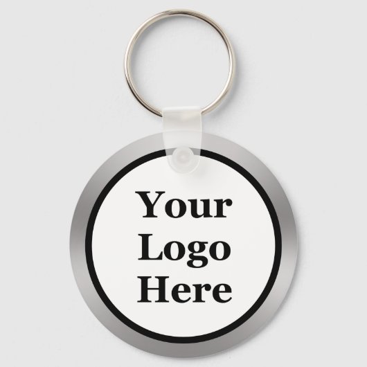 Zakelijk Zwart Wit en Zilver Uw Logo Sjabloon Sleutelhanger (Achterkant)