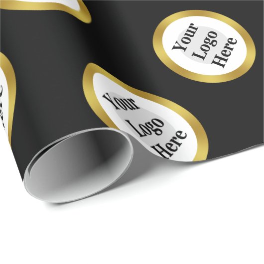 Zakelijk Zwart Wit Goud Elegant Uw Logo Hier Cadeaupapier (Rol Hoek)