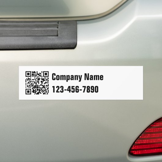 Zakelijk Zwart-wit QR Code Tekst Telefoonnummer Bumpersticker (Op auto)