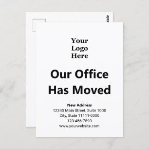Zakelijke adreswijziging zwart-wit briefkaart