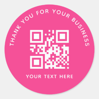 Zakelijke bedankjes aangepaste QR-code roze Ronde Sticker