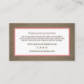 Zakelijke bedankkaart met zanddollar en jute visitekaartje (Achterkant)