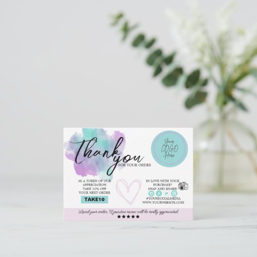 Zakelijke bedankpas - Soft Pastel Informatiekaartje (Staand voorkant)