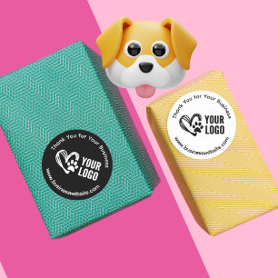 Zakelijke bedankstickers met logo Zwart Ronde Sticker