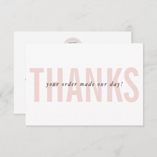 ZAKELIJKE BEDANKT modern minimal order insert roze (Voorkant / Achterkant)