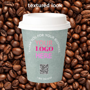 Zakelijke Bedankt Textuur Kijk Telefoon Logo QR Co Papieren Bekers