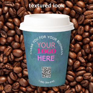 Zakelijke Bedankt Textuur Kijk Telefoon Logo QR Co Papieren Bekers