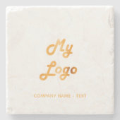 Zakelijke bedrijfslogo tekst slogan goud stenen onderzetter (Voorkant)