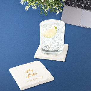 Zakelijke bedrijfslogo tekst slogan goud stenen onderzetter