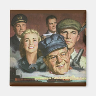 Zakelijke beroepen, vintage patriottisch patriotti magneet