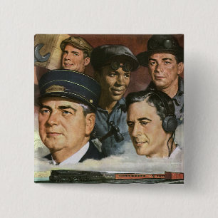 Zakelijke bezettingen, patriottisch patriottisme vierkante button 5,1 cm