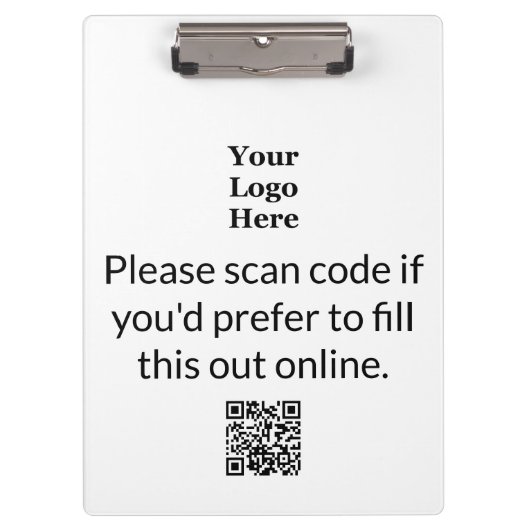 Zakelijke Black White Logo Scan QR-code om te volt Klembord (Voorkant)