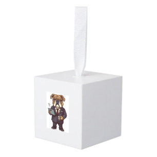 Zakelijke Bulldog � Grappige Kantoorhond Kubus Ornament