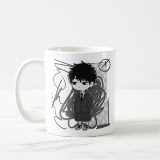 Zakelijke Burn-out Herkenbare Chibi Jongen Pak Ill Koffiemok