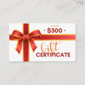 Zakelijke cadeaubon $ 300 visitekaartje (Voorkant)