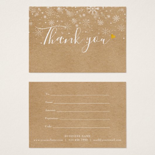 Zakelijke cadeaubon Rustic Kraft Bedankt Visitekaartje (Voorkant /achterkant)