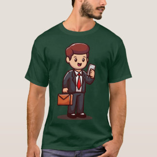 Zakelijke Cartoon met telefoon en koffer T-shirt